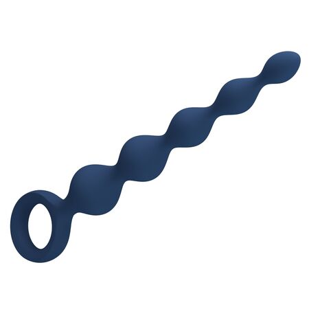 Синяя анальная ёлочка с кольцом 5 Beads Anal Bead - 20,4 см.